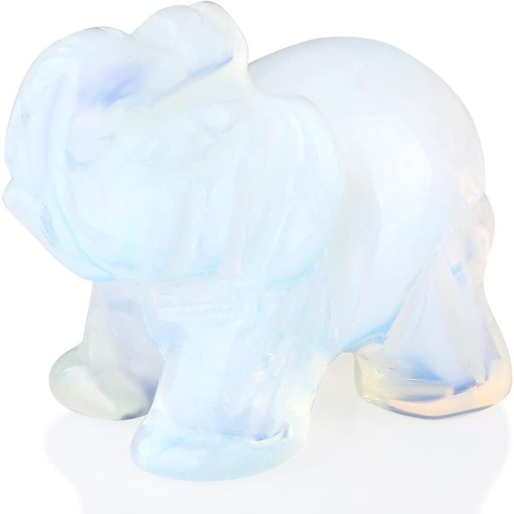 Opalite Elephant Crystals Luck Elephant Décor Pocket Crystal Statue Moonstone